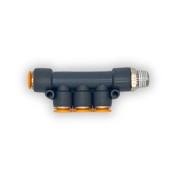MULTICONECTOR; ROSCA DE 3/8 A MANGUERA DE 8MM.