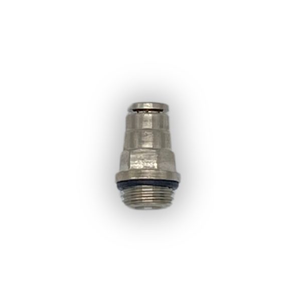 CONECTOR METALICO: ROSCA 8MM A MANGUERA DE 1/4.